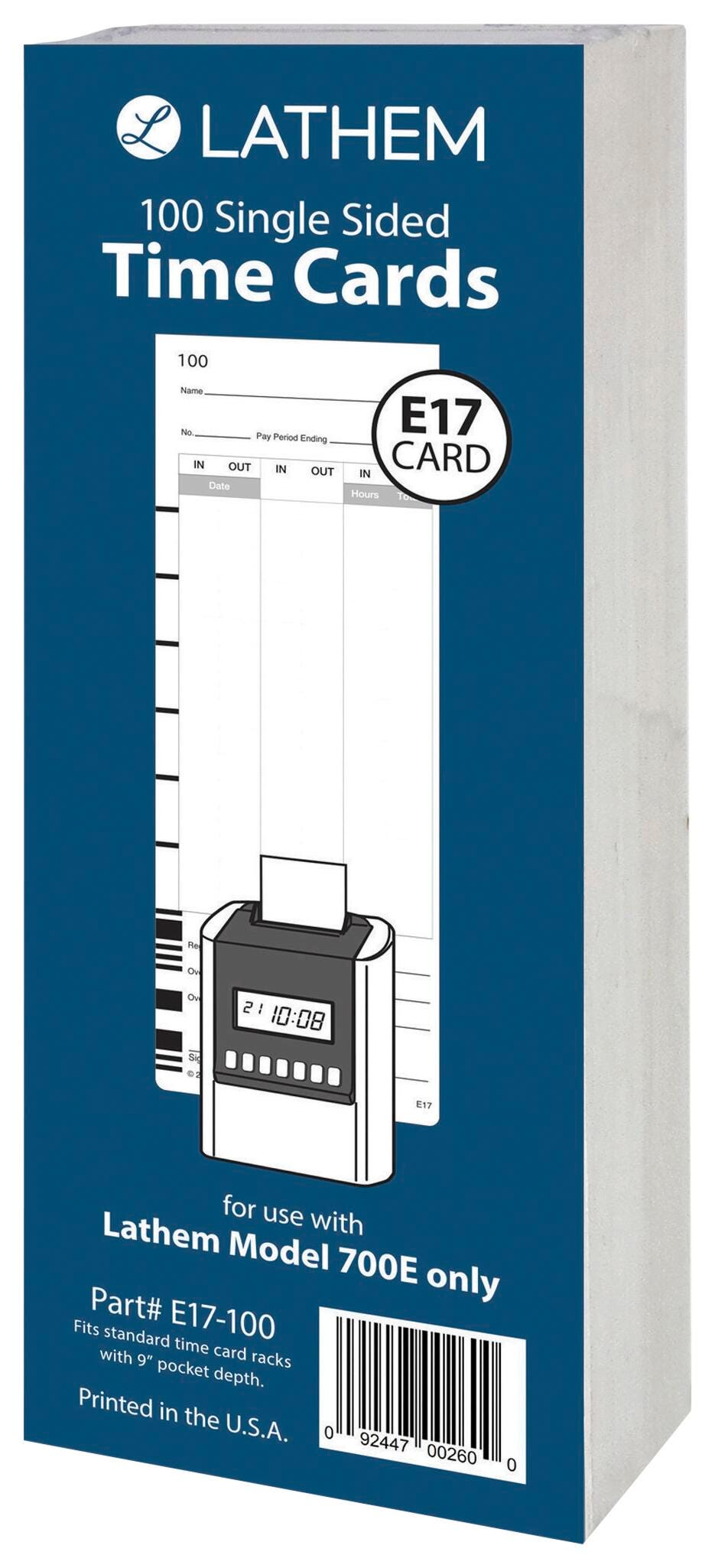 E17-100 Single Sided Time Cards, Item Number 2008552